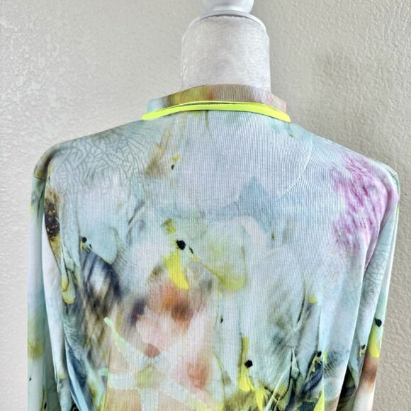 PUNT ROMA Full Zip Lightweight Jacket Size Medium Rainbow Tye Dye Beach Print - Picture 7 of 16